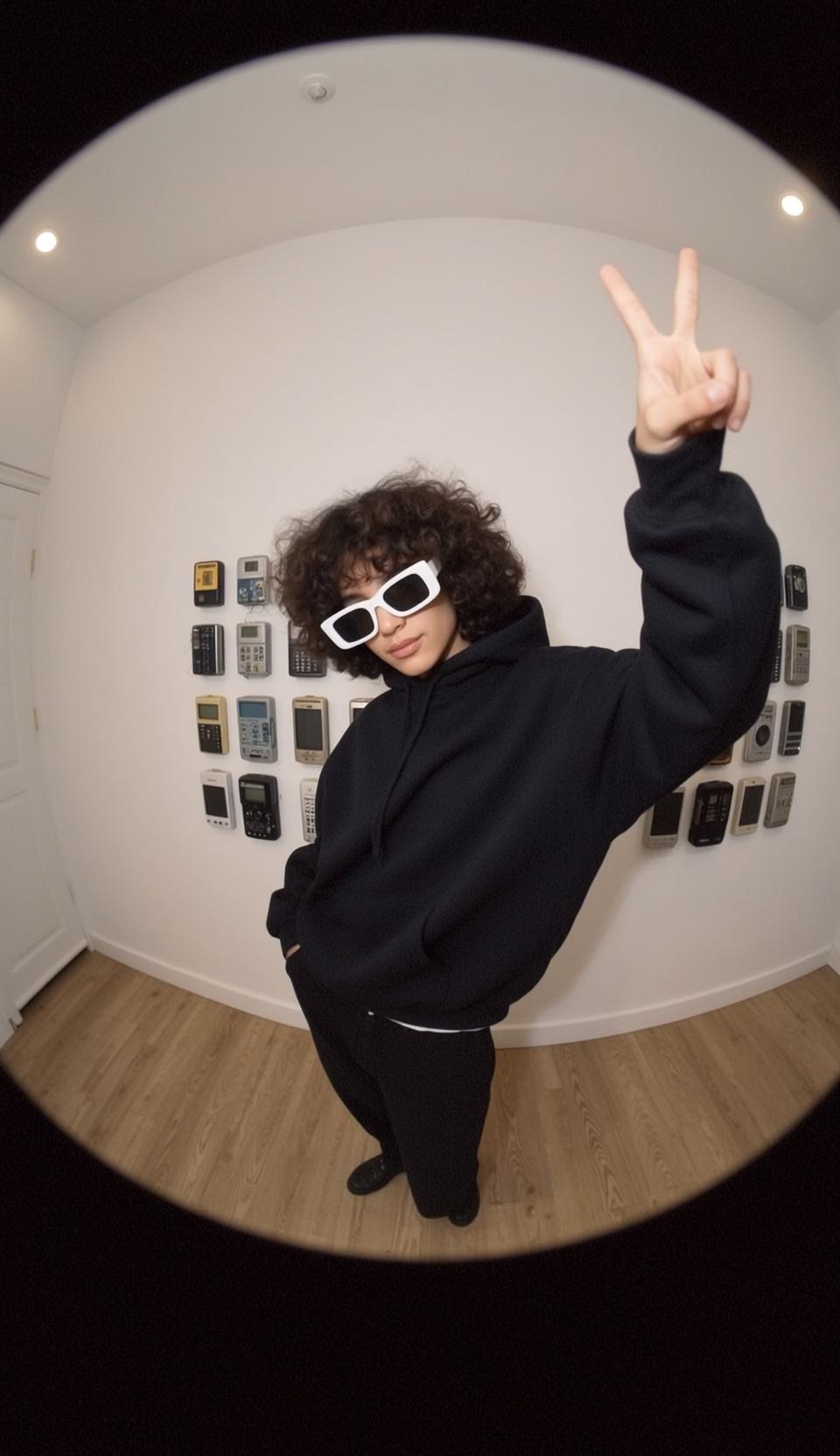 White Sunglasses Black Hoodie Peace