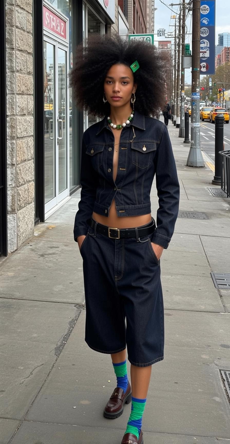 Casual Large Afro Dark Brown Medium Cropped