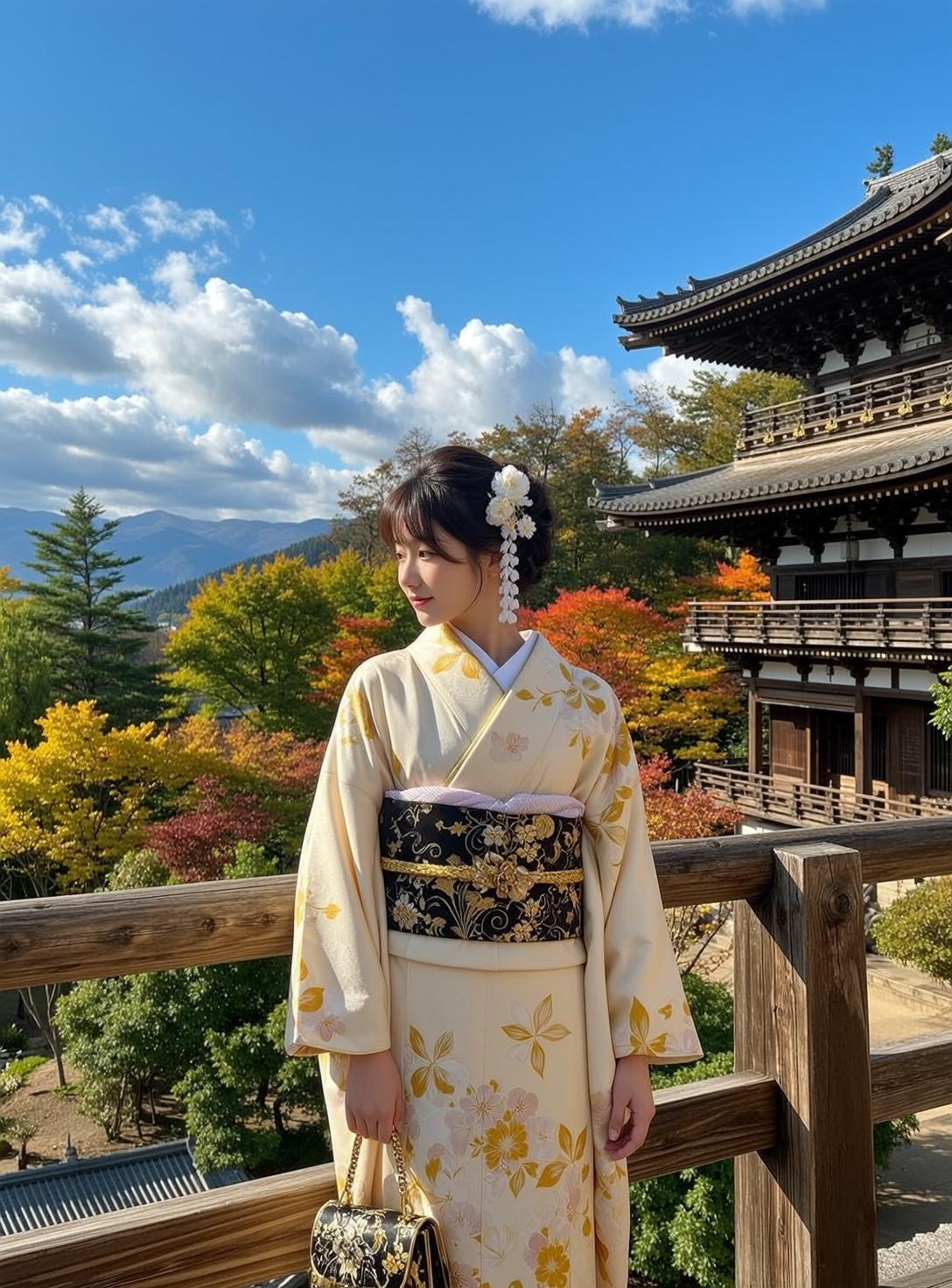 Kimono Handbag Garden Pose