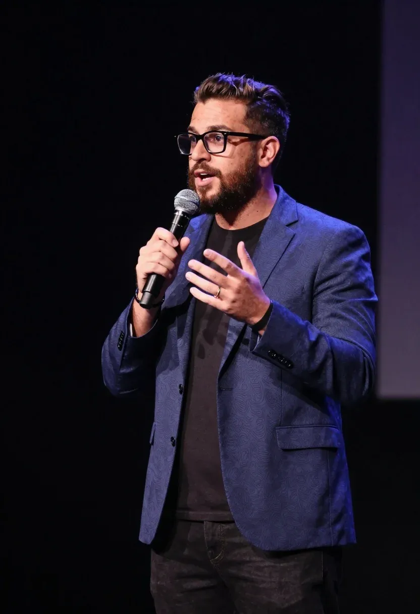 Professional Photography Man With Dark Hair And Glasses Delivering Energetic