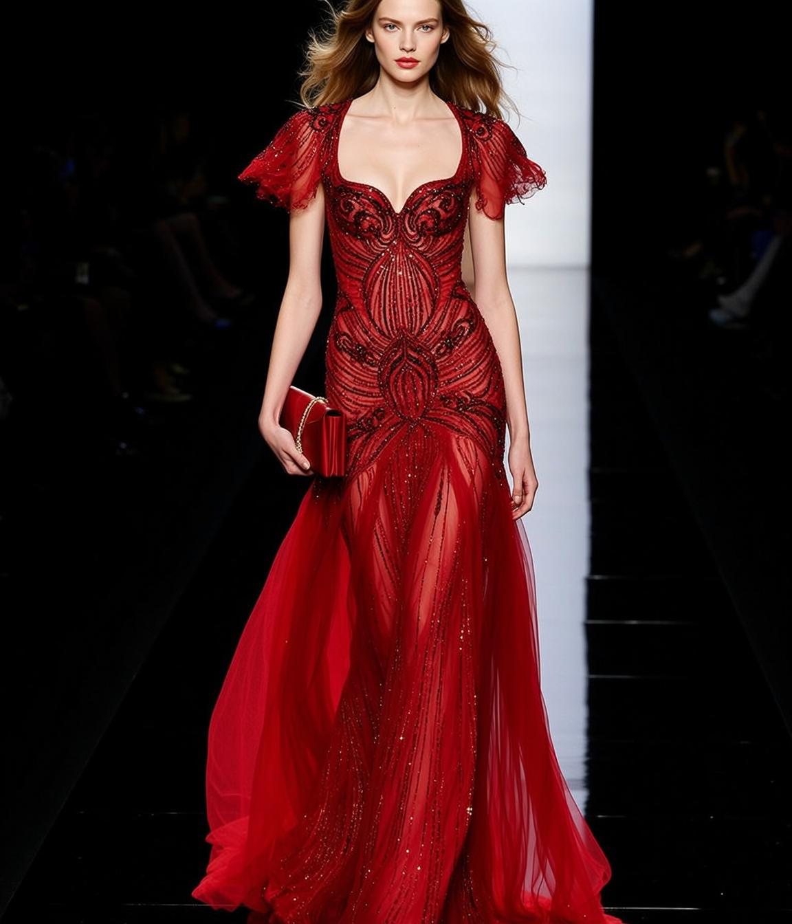 Red Sequined Runway Walk