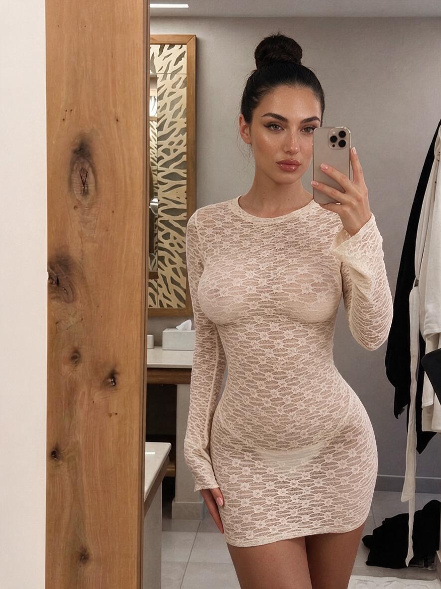 White Crochet Mini Dress in Warm Doorway