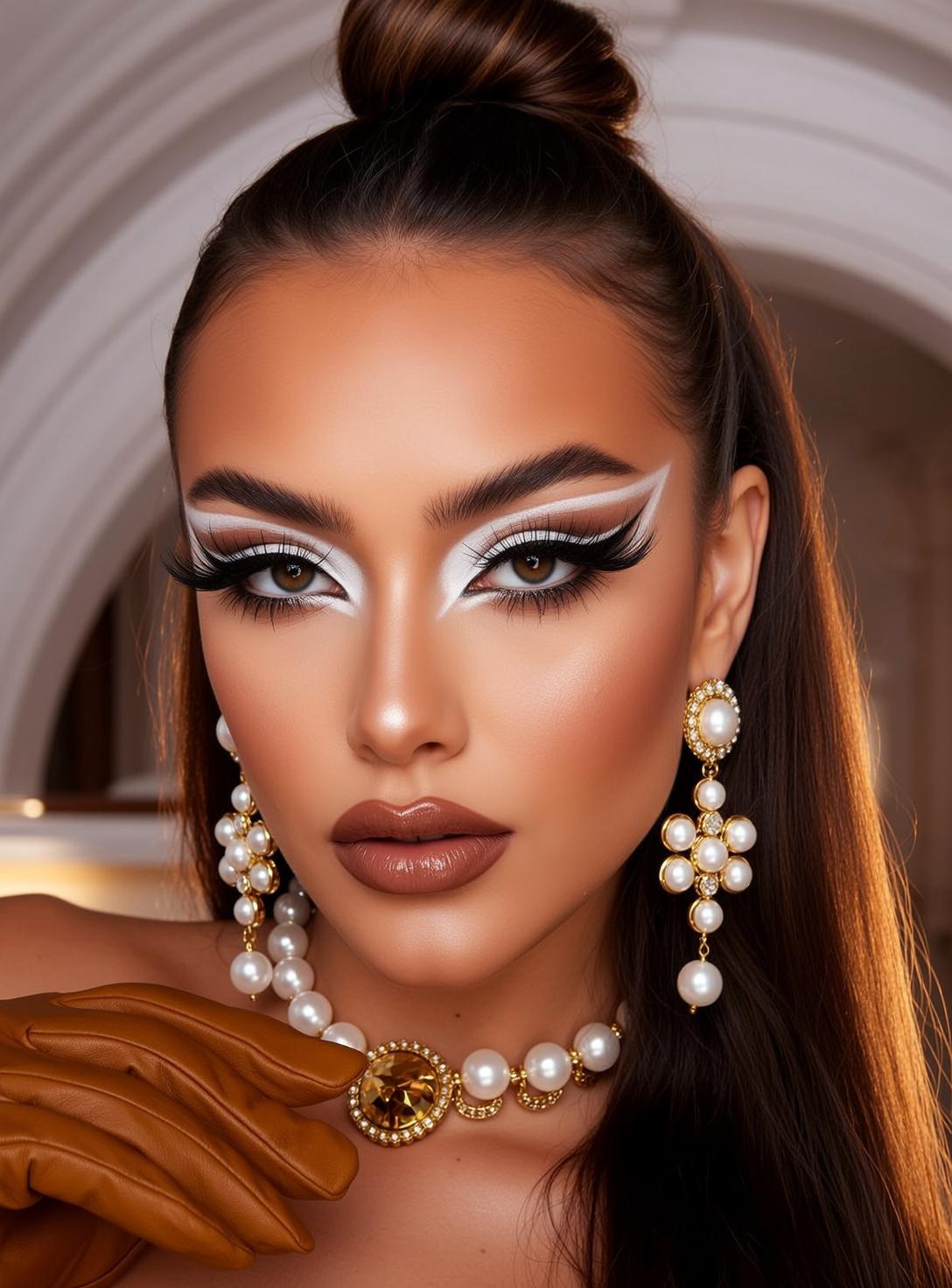 Makeup Captured Close-up Her Head Turned Slightly
