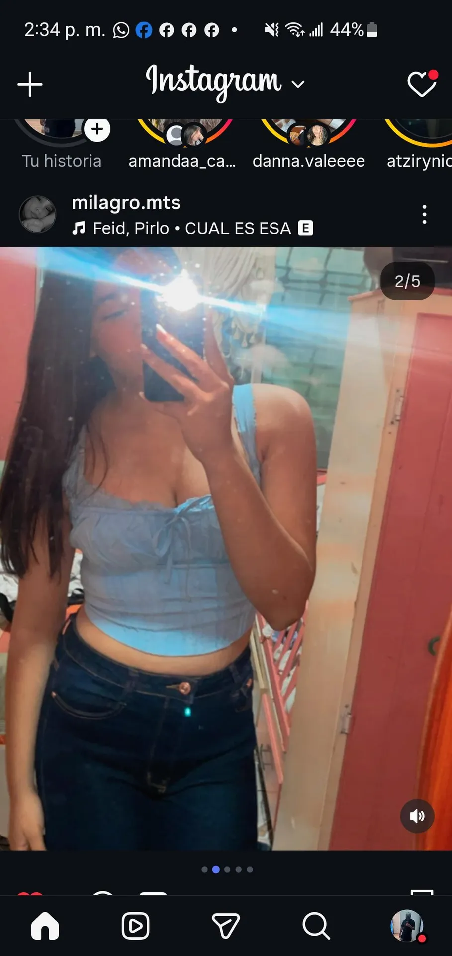 Mirror Selfie Bedroom Light Blue Corset Jeans