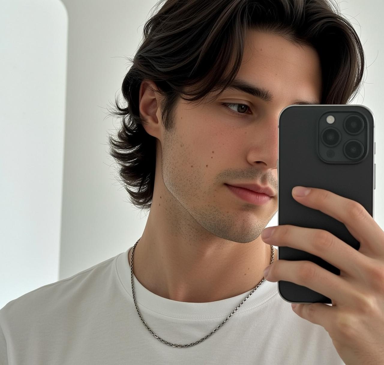 White Tee Mirror Selfie