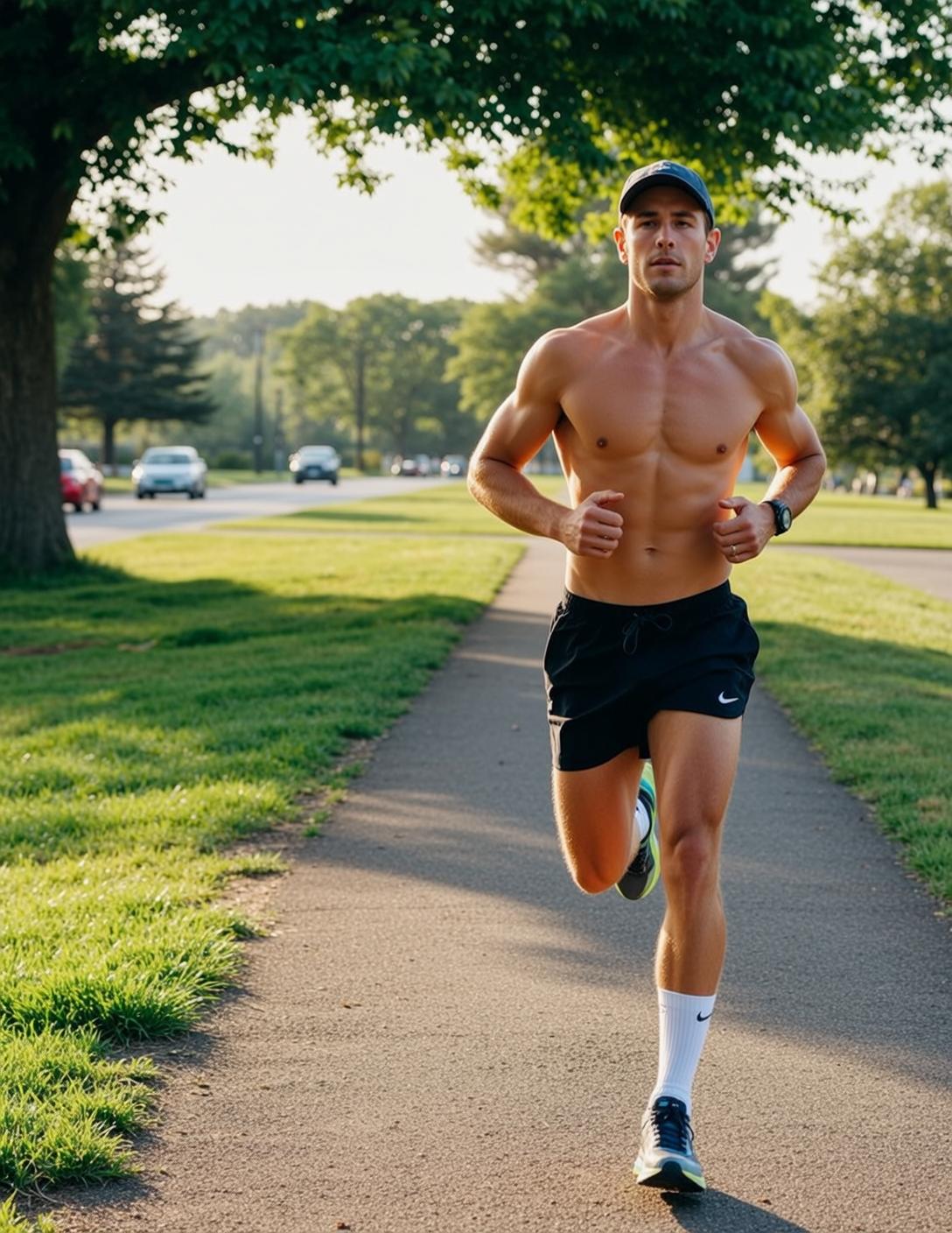 Muscular Short Brown Tanned Black Athletic Shorts