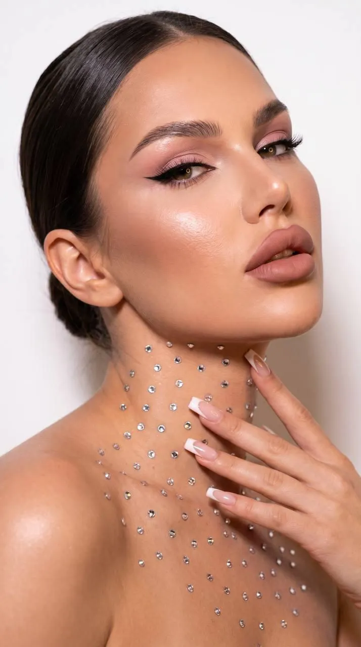 Makeup And Manicure In Beauty Closeup