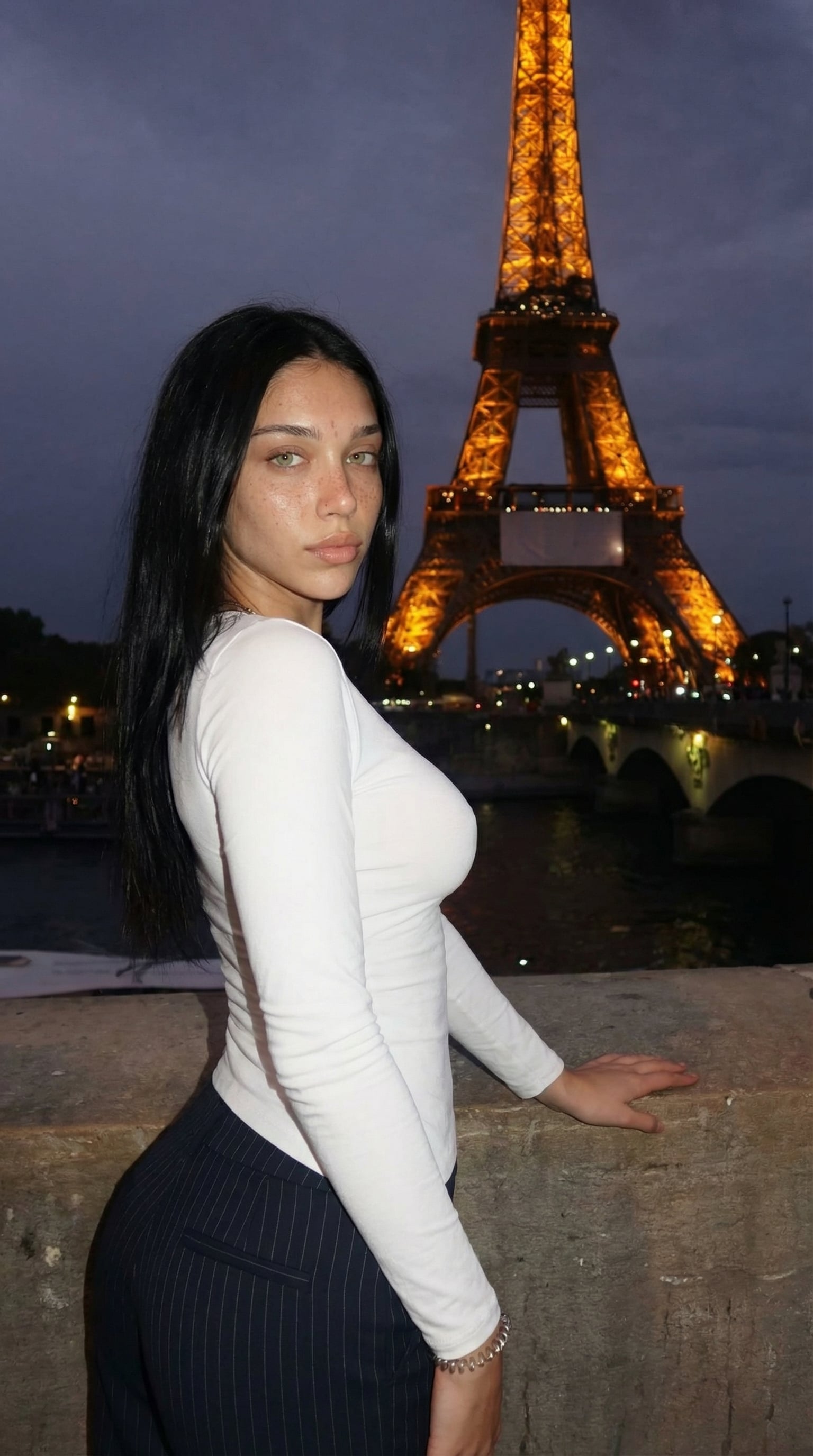 Paris Seine River Dusk Eiffel Tower Embankment