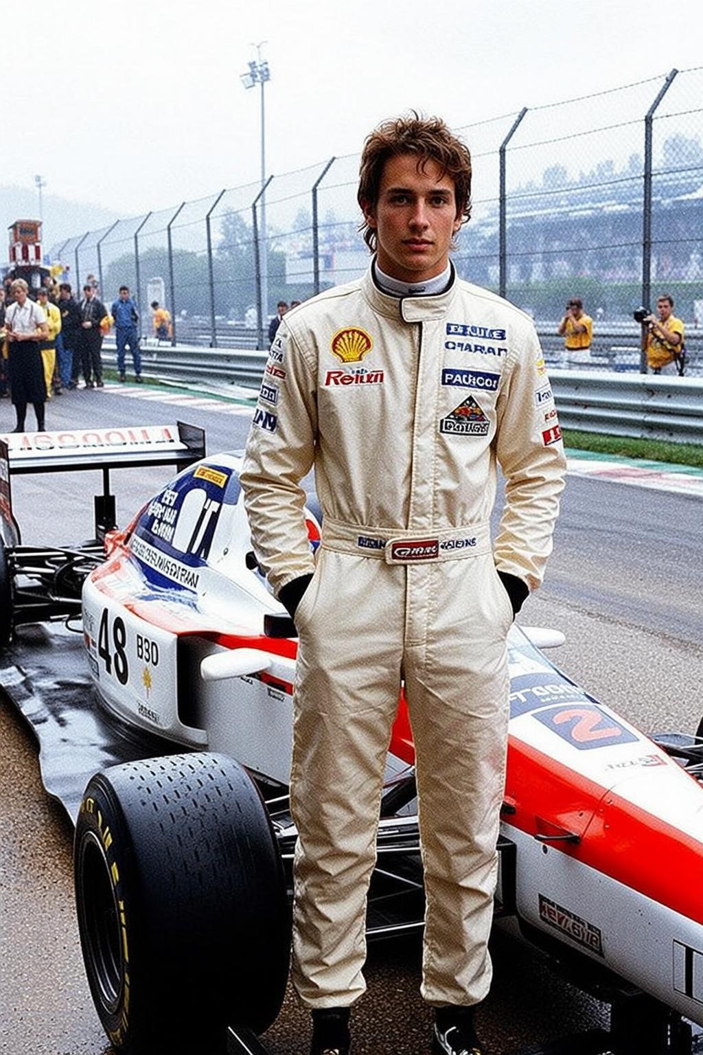 Beige Racing Suit Track Look
