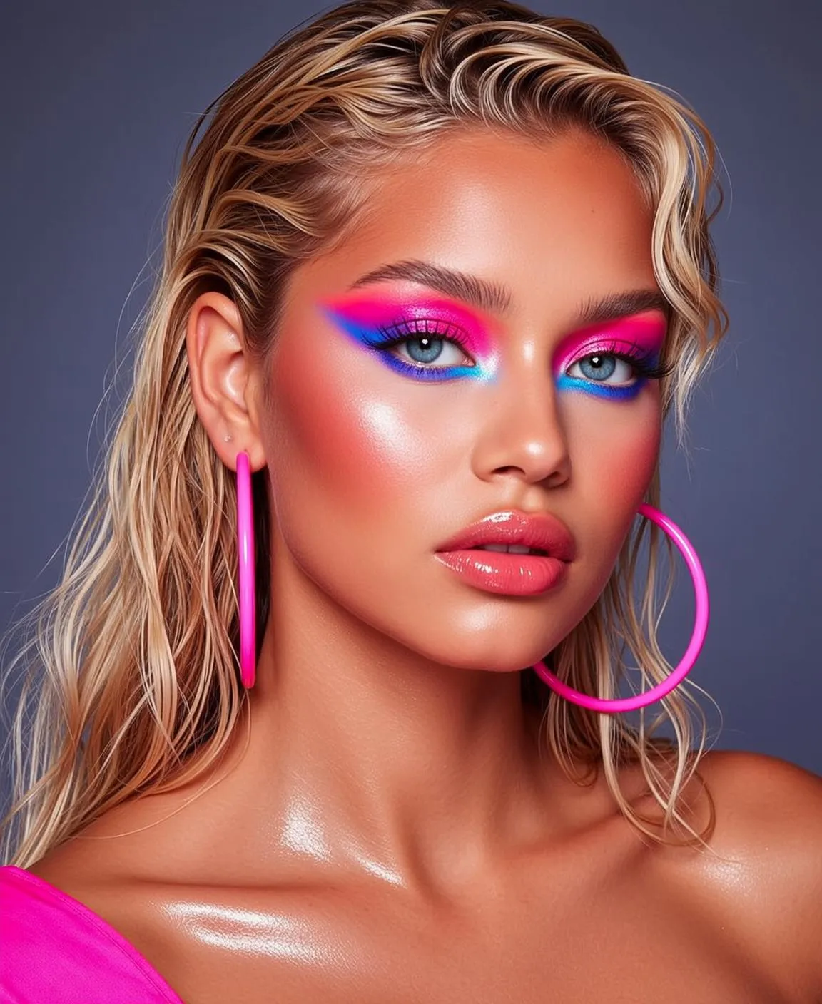 Makeup And Earrings And False Lashes In Styled Portrait