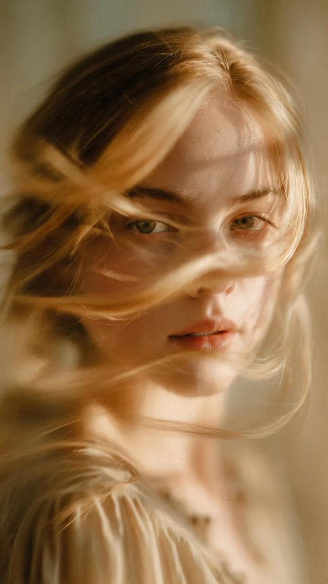 Ethereal Motion Portrait Golden Beige Sepia Tones