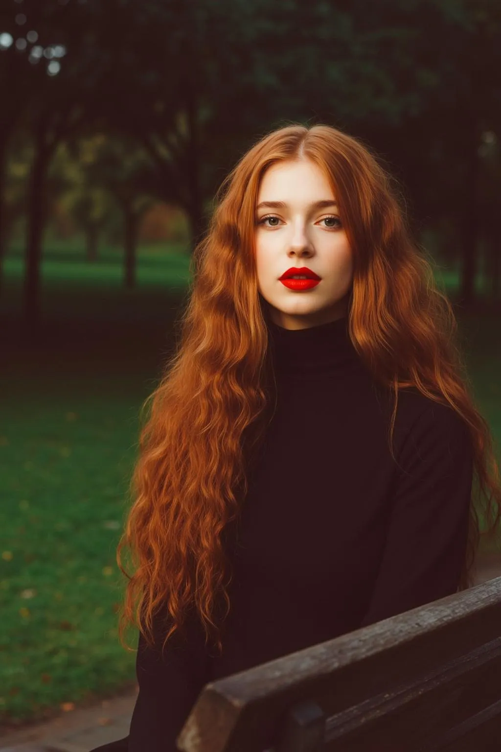 Autumn Young Long Wavy Red Fair Black