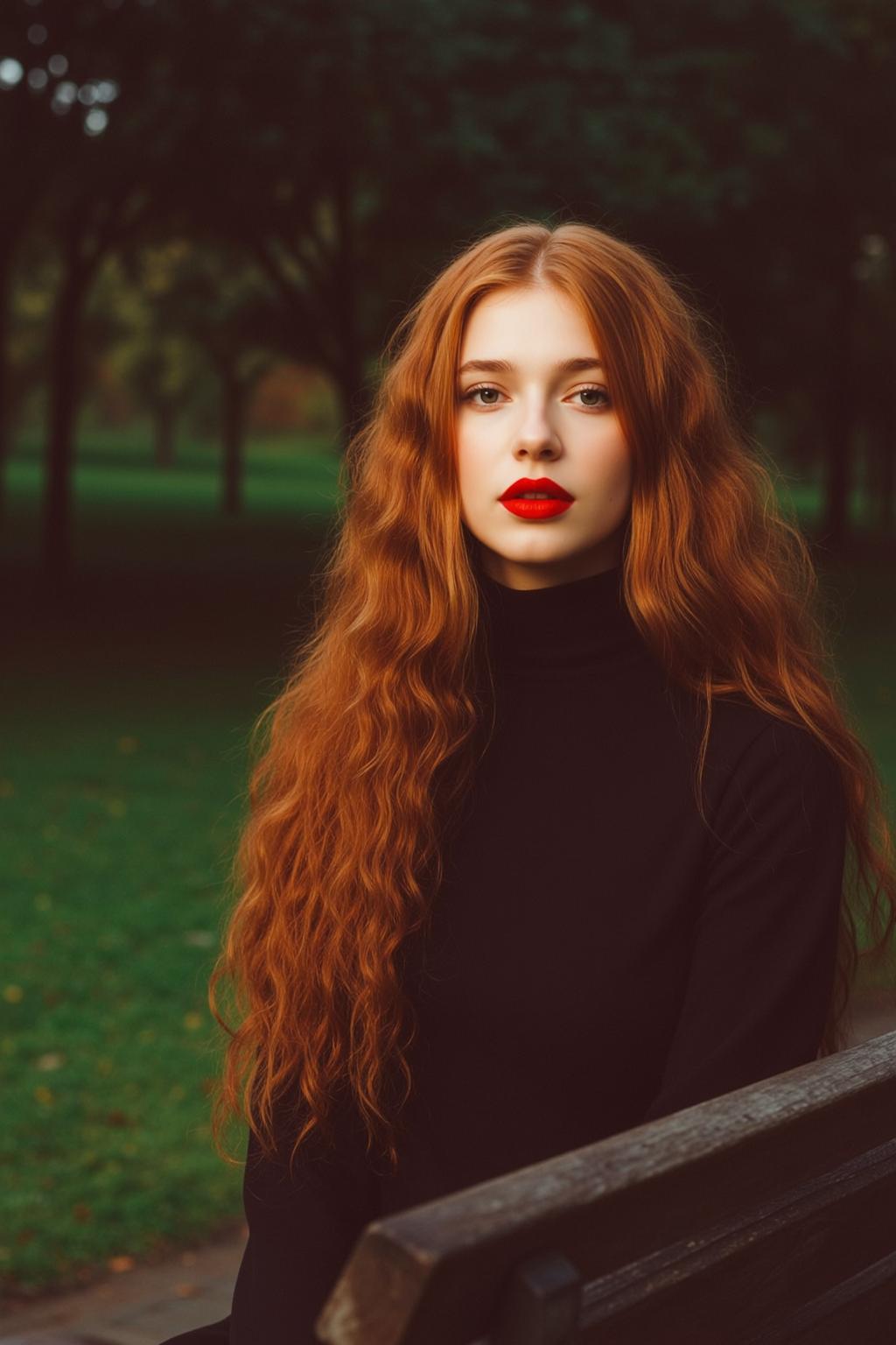 Autumn Young Long Wavy Red Fair Black