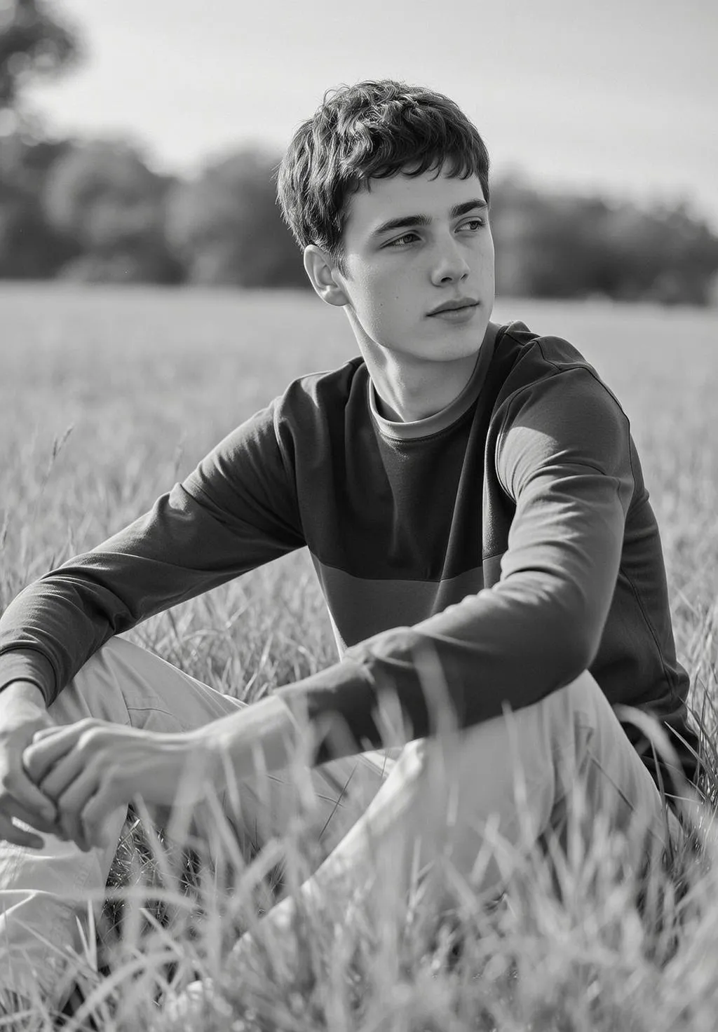Explore Seated Field Tall Grass Facing Three-quarters