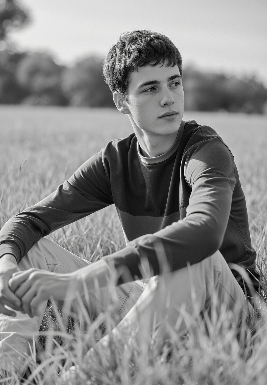 Explore Seated Field Tall Grass Facing Three-quarters