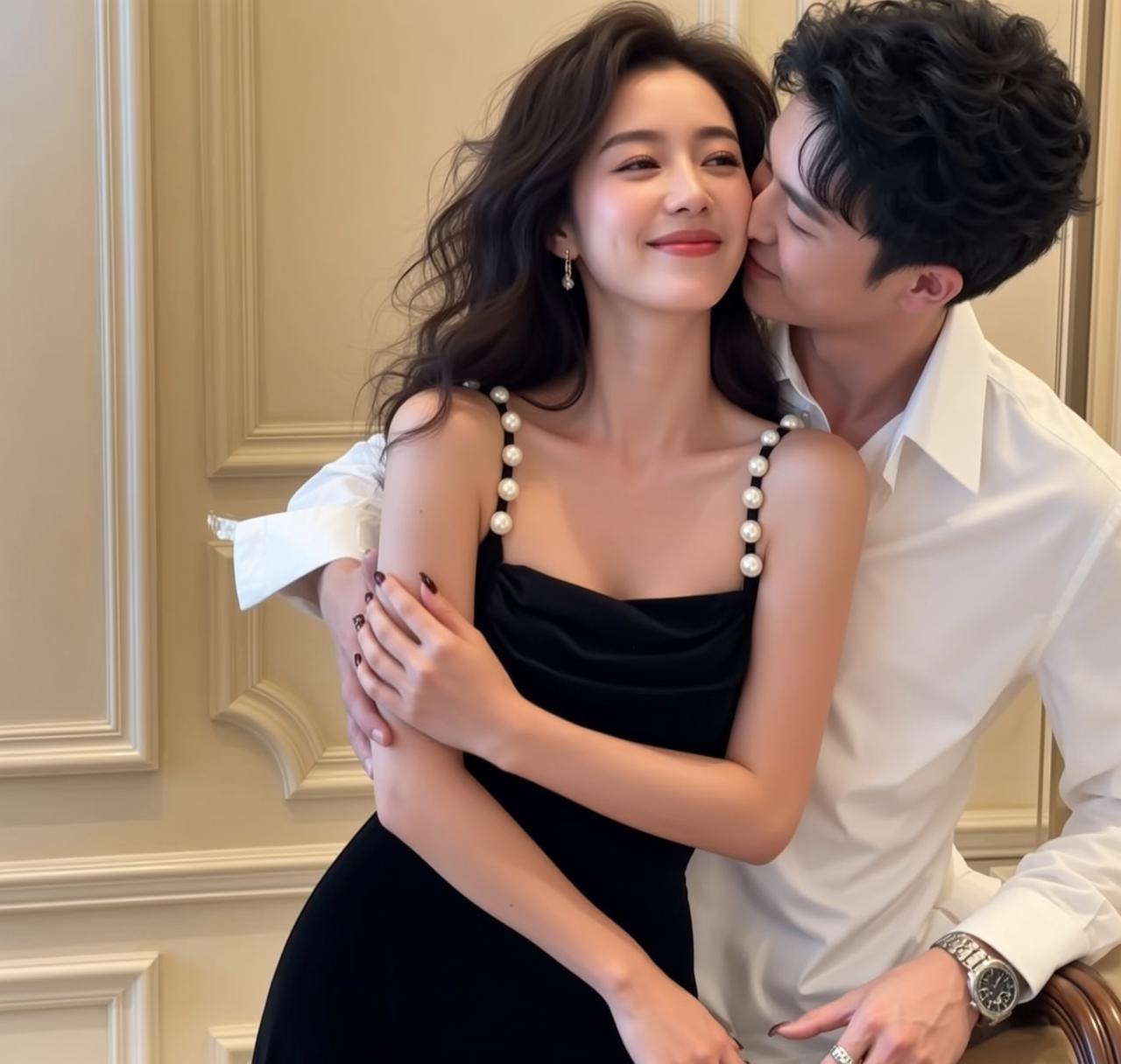 Explore Embracing Leaning Kiss Her Cheek Looking