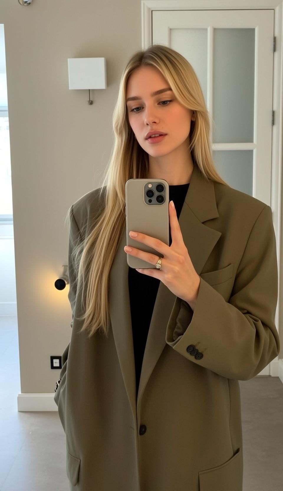 Olive Blazer Mirror Selfie