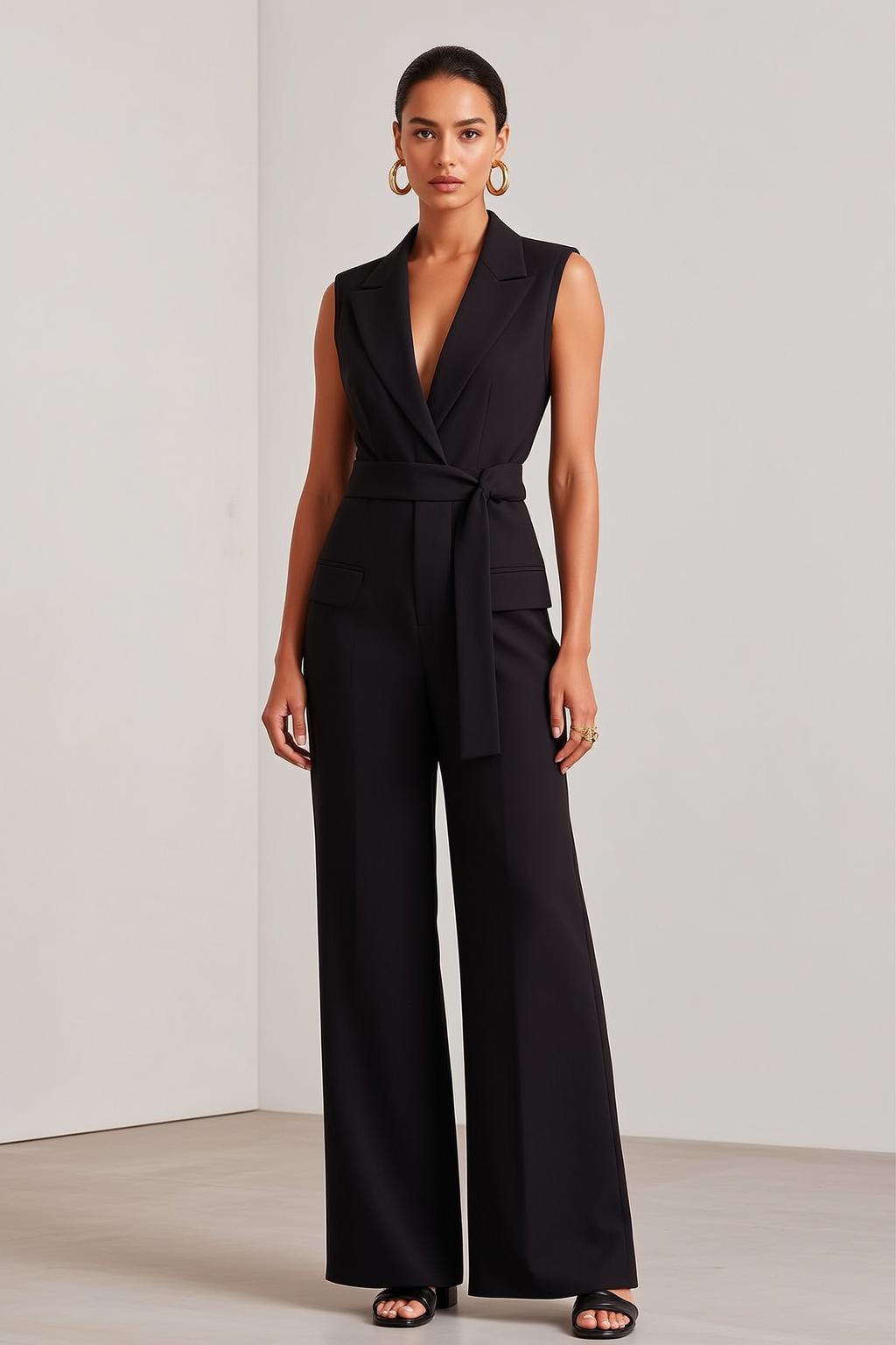Luxury Pulled Back Bun Medium-toned Black Sleeveless