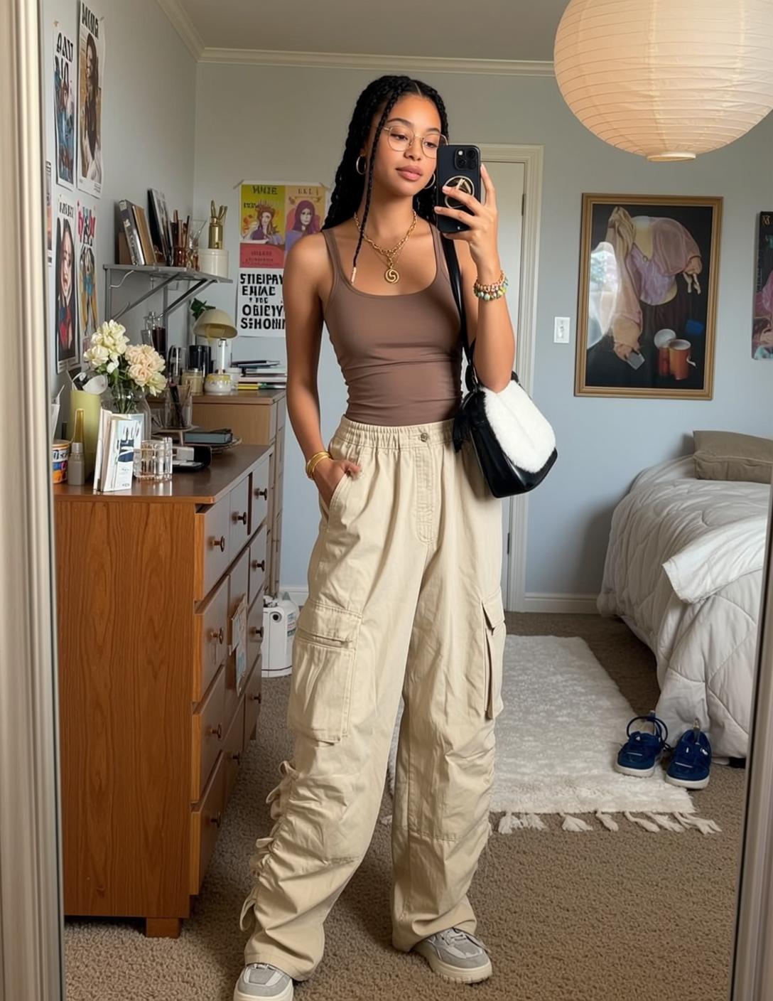 Bedroom Slight Smile Phone In Hand