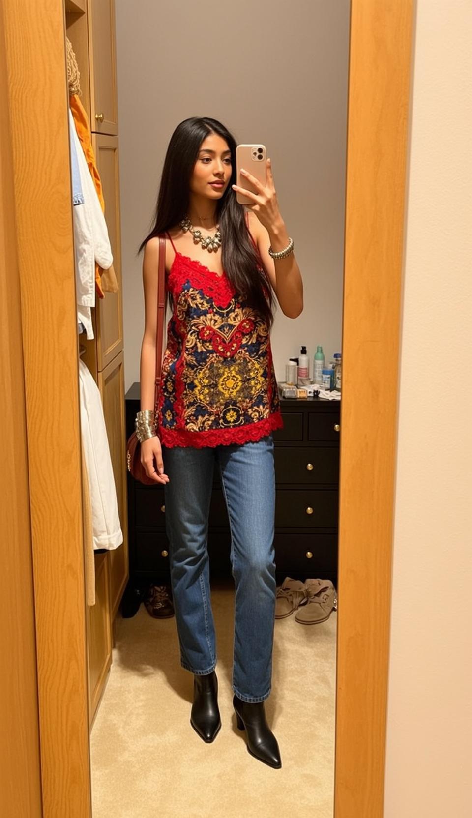 Baroque Camisole Mirror Selfie