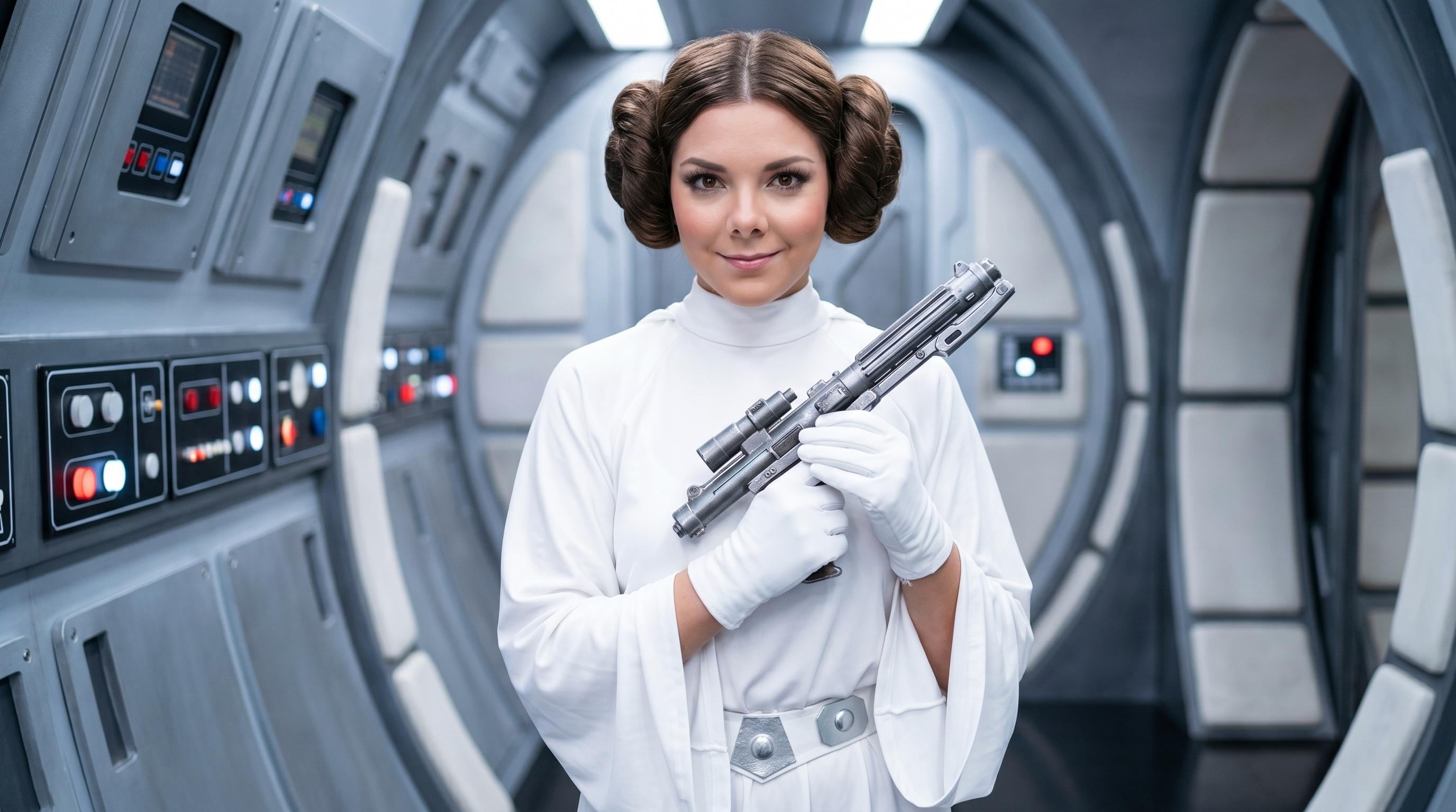 Princess Leia Spaceship Corridor Medium Shot