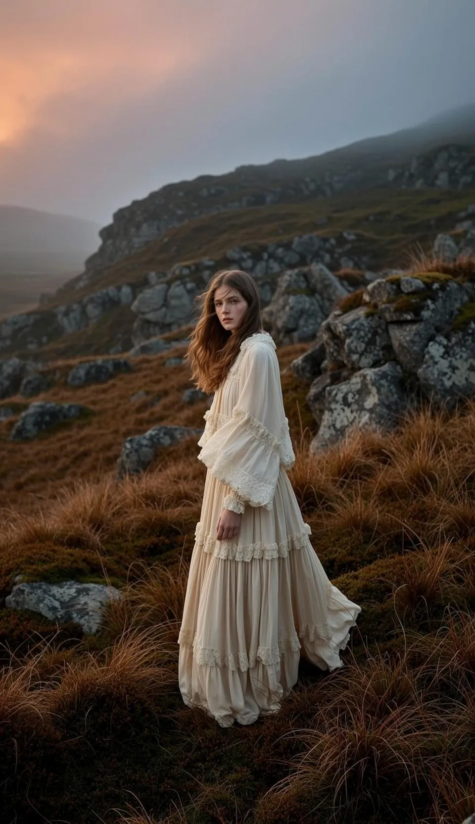 Autumn Young Long Wavy Brown Fair Cream-colored