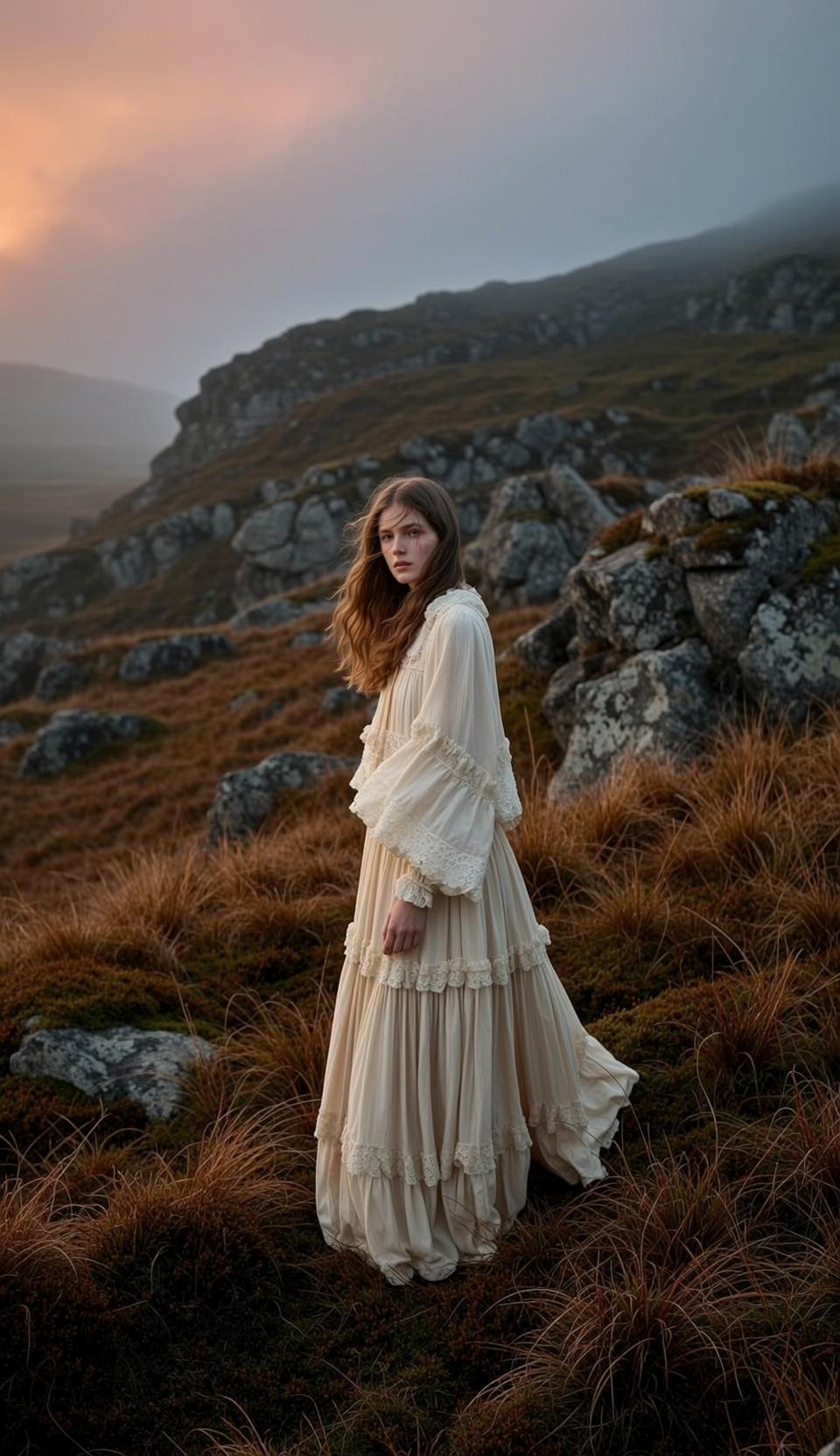 Autumn Young Long Wavy Brown Fair Cream-colored