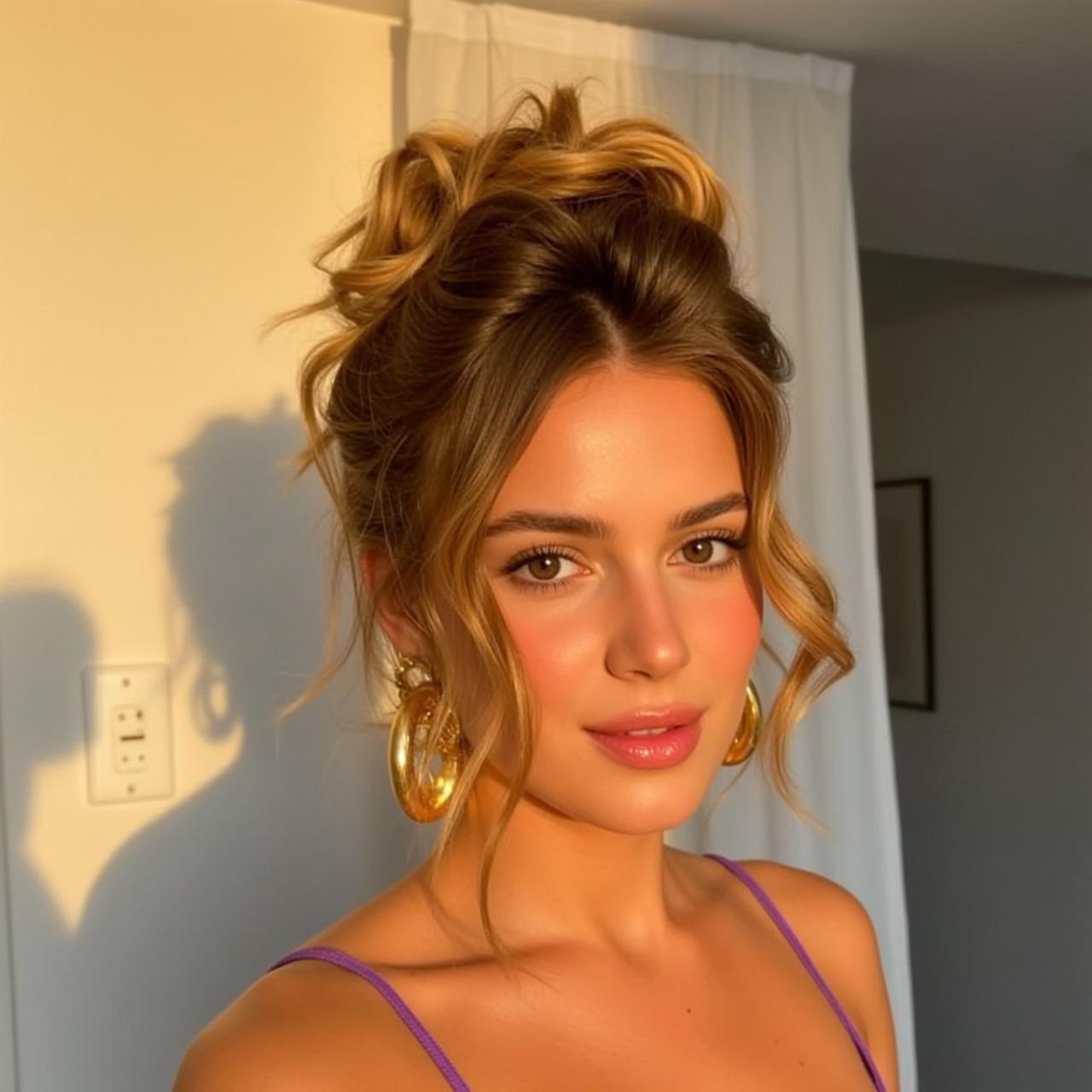 Hair Salon Young Messy Updo Loose Curls