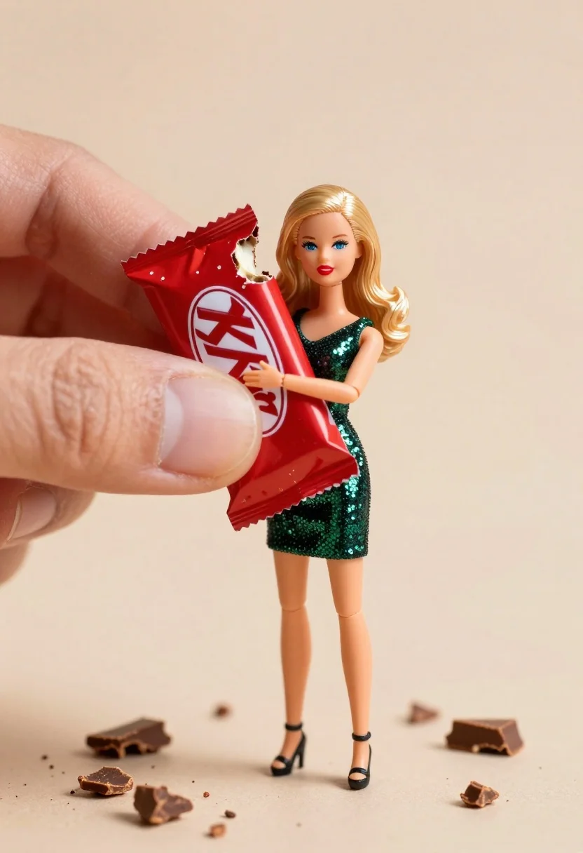 Miniature Doll Blonde Woman With Blue Eyes And Red Lipstick
