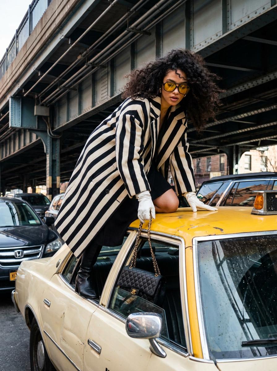 Yellow Taxi Roof Luxury Handbag Street