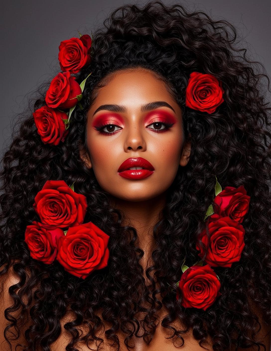 Makeup Posed Looking Directly Her Head Held