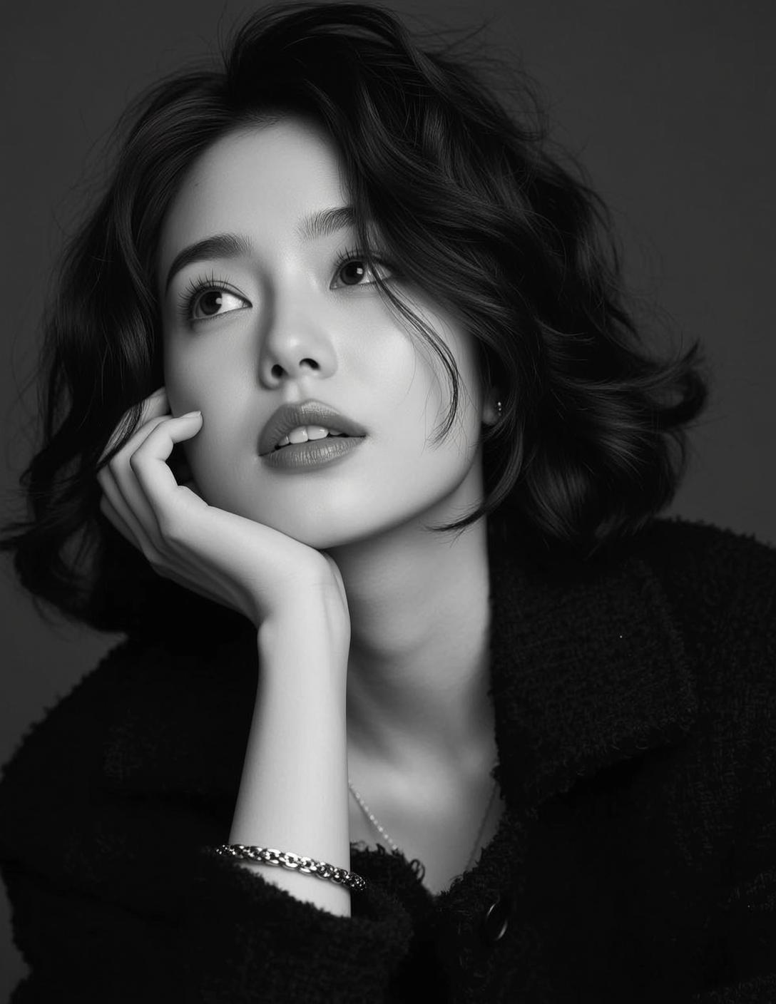 Medium Shot Portrait Young Asian Woman With Thoughtful Expression Looking