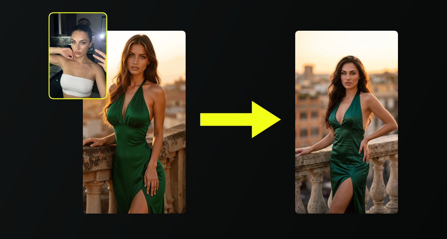 Lily remix walkthrough for Deep Emerald Green Satin Halter Dress Plunging On Outdoor Stone