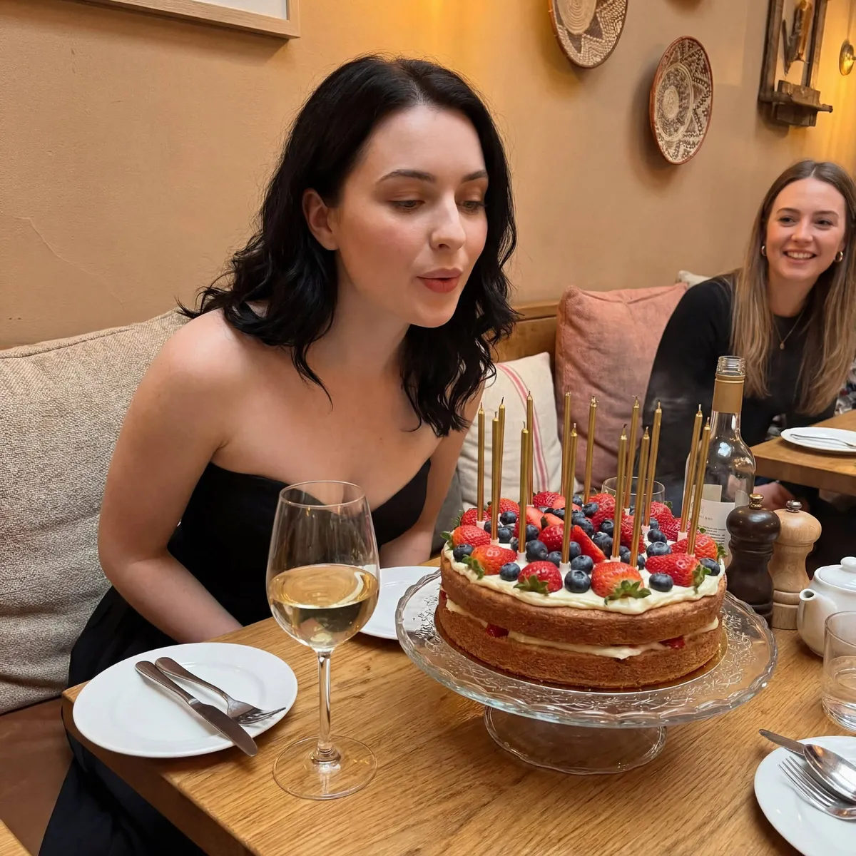 Strapless Dress Restaurant Birthday Cake
