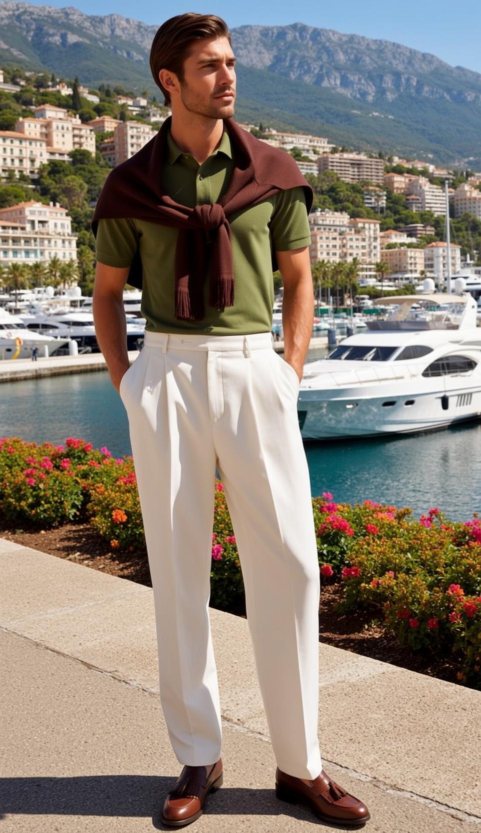 Young Brown Neatly Combed Tanned Olive Green