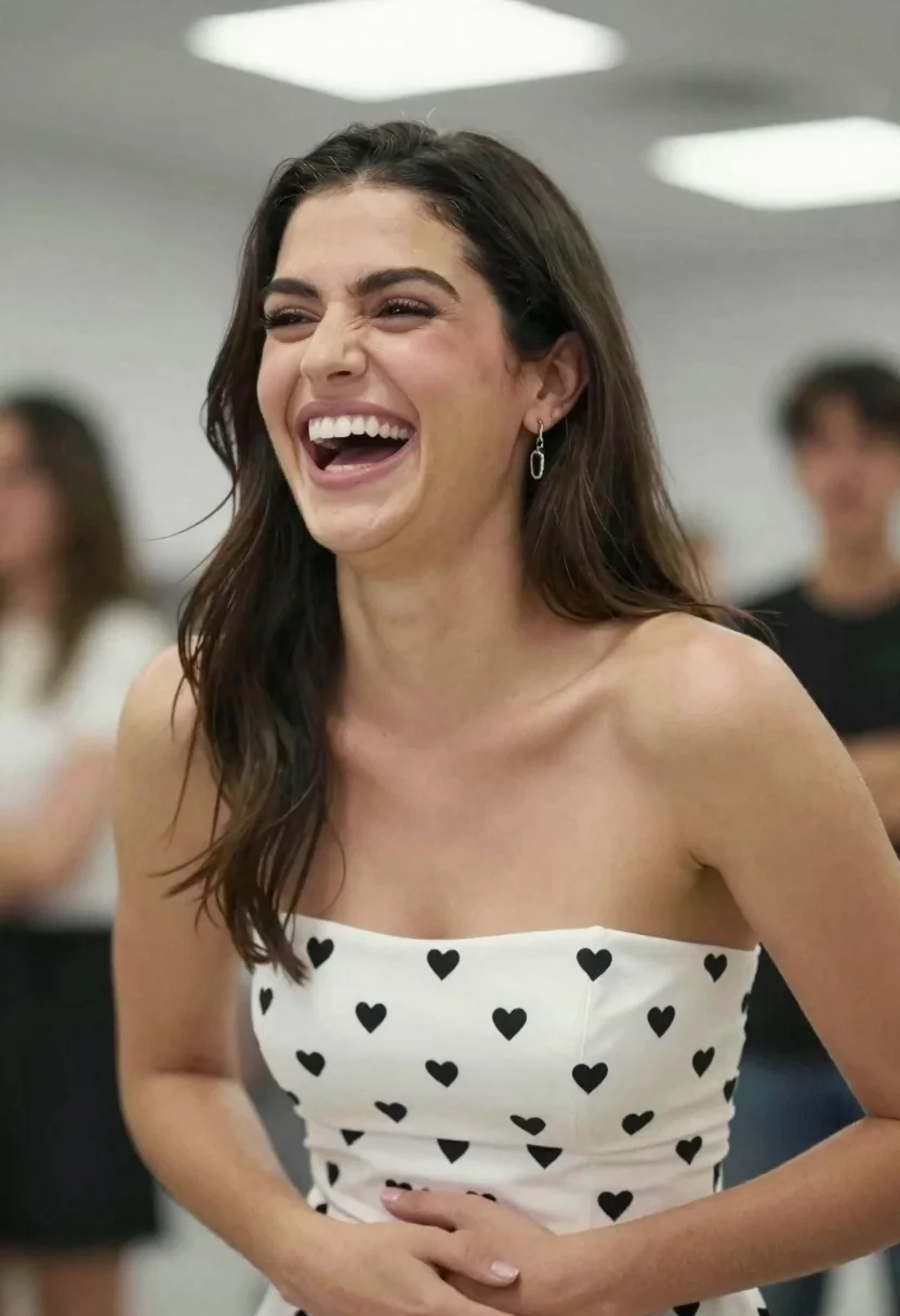 Joyful Woman Laughing With Her Head Turned The Side Subject reference photo