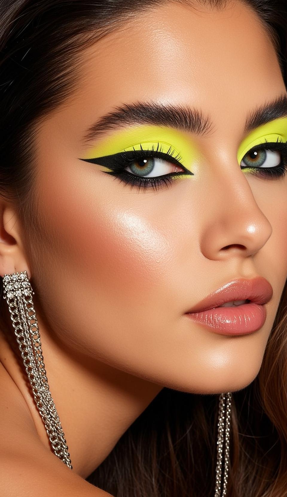 Makeup Close-up Headshot Young Striking Blue-green Eyes