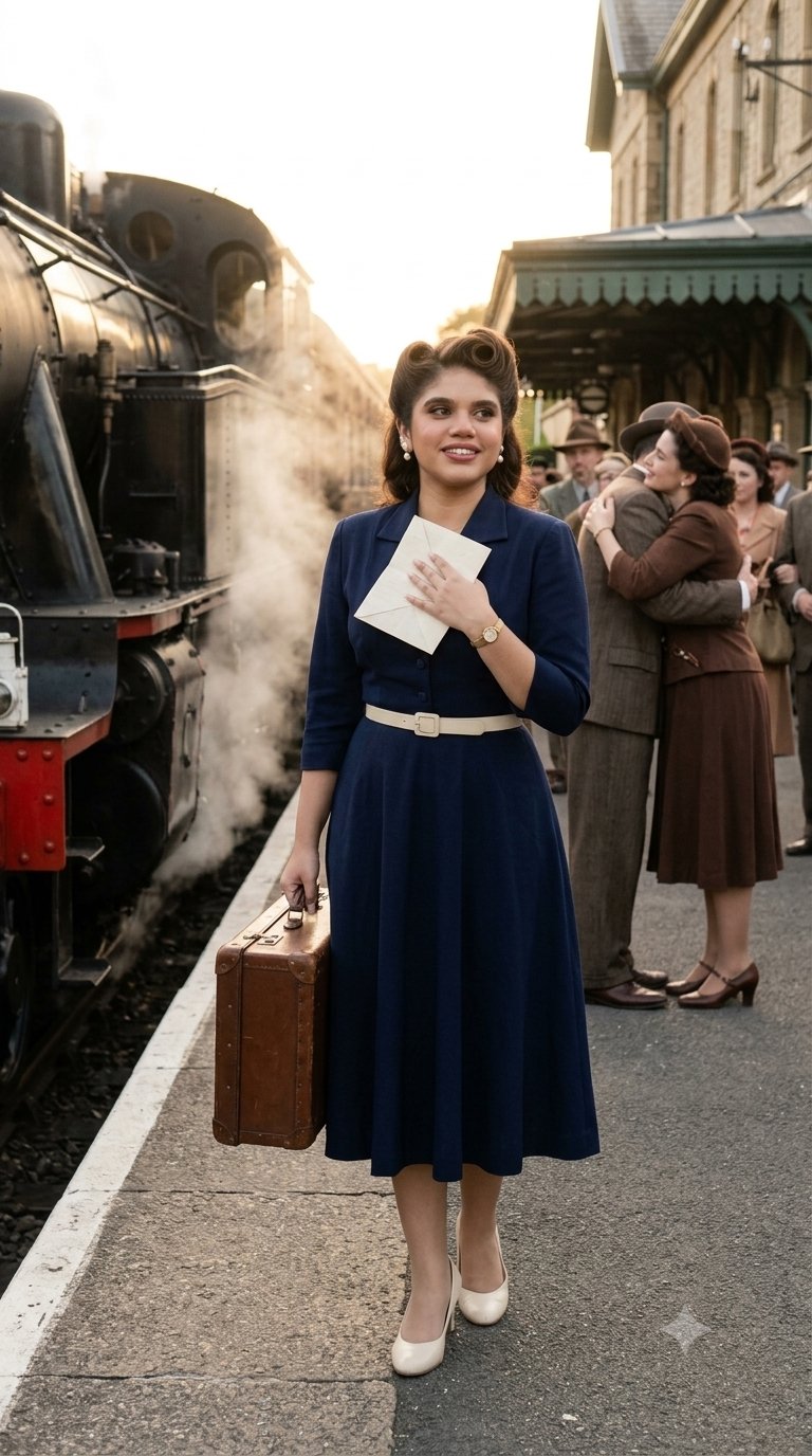 1940s European Train Platform Farewell Steam Locomotive