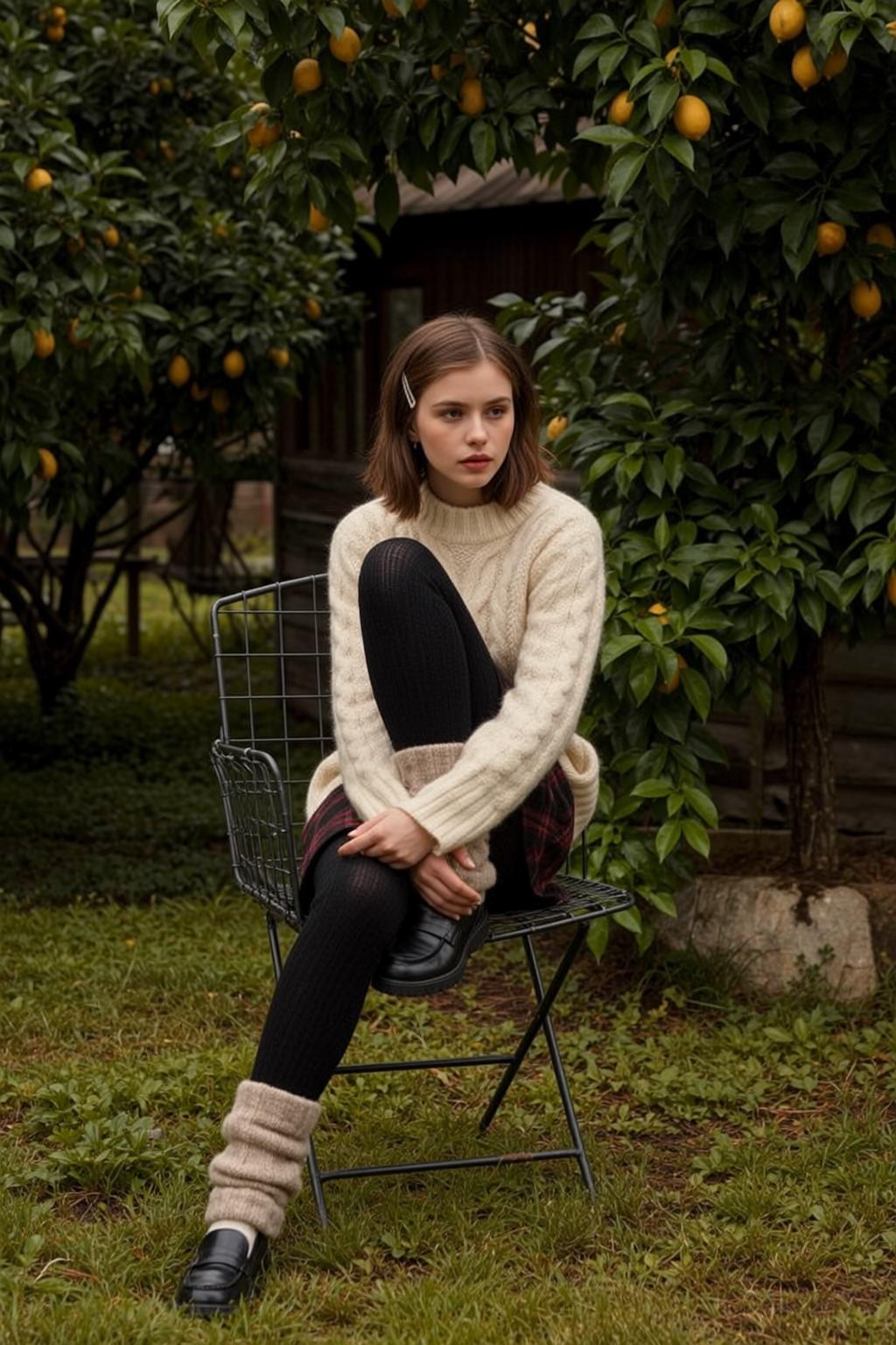 Autumn Young Seated Black Metal Folding Chair