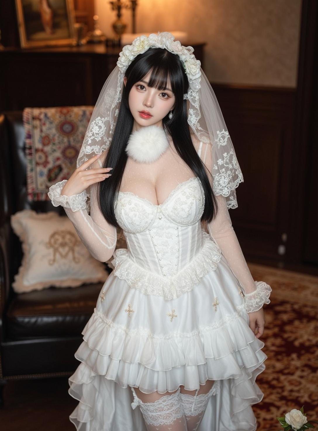 Ornate White Lace Portrait