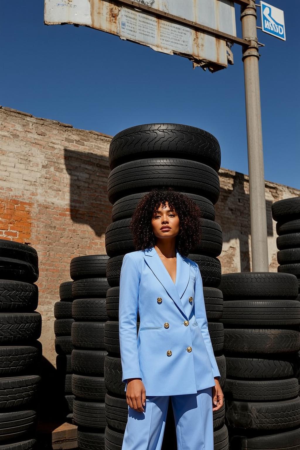 Light Blue Double Outdoor Junkyard Dirt Ground Stacks