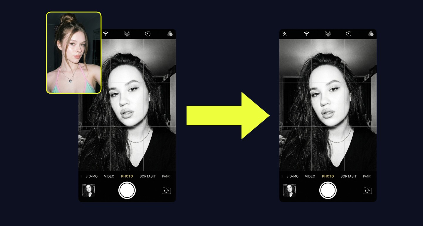 Mila remix walkthrough for Iphone Camera Ui Selfie Y2k Film Grain