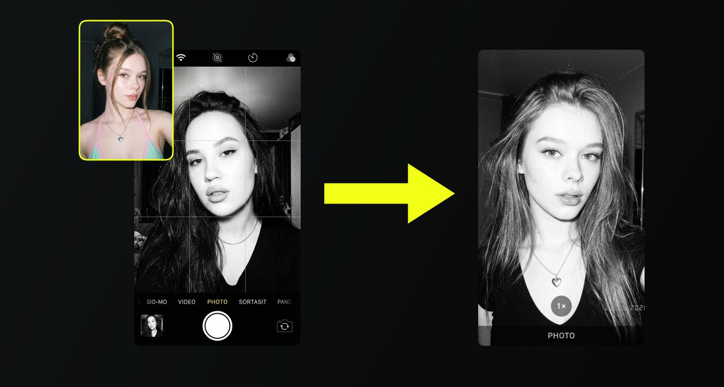 Mila remix walkthrough for Iphone Camera Ui Selfie Y2k Film Grain