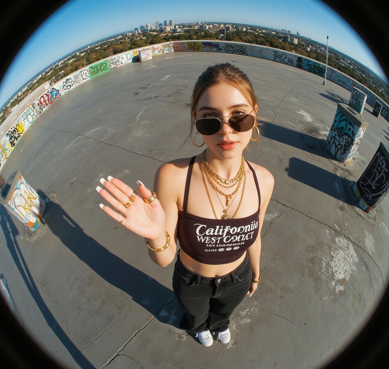Fisheye Young Brown Pulled Back Fair Dark
