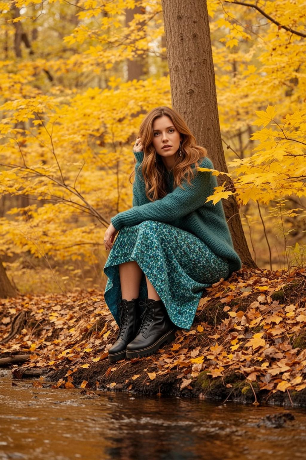 Teal Sweater Forest Stream