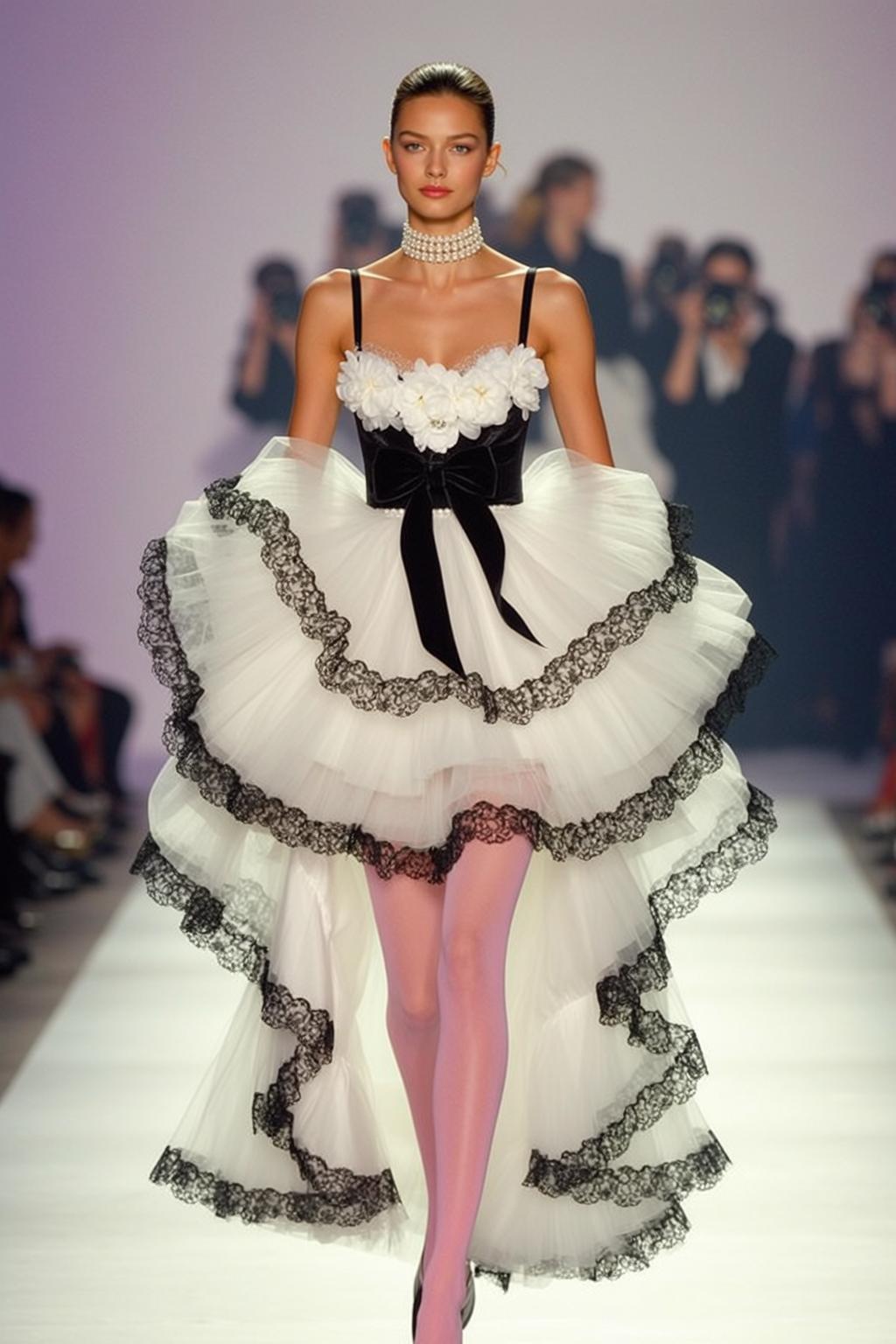 Coquettecore Walks Forward Runway Her Body Positioned