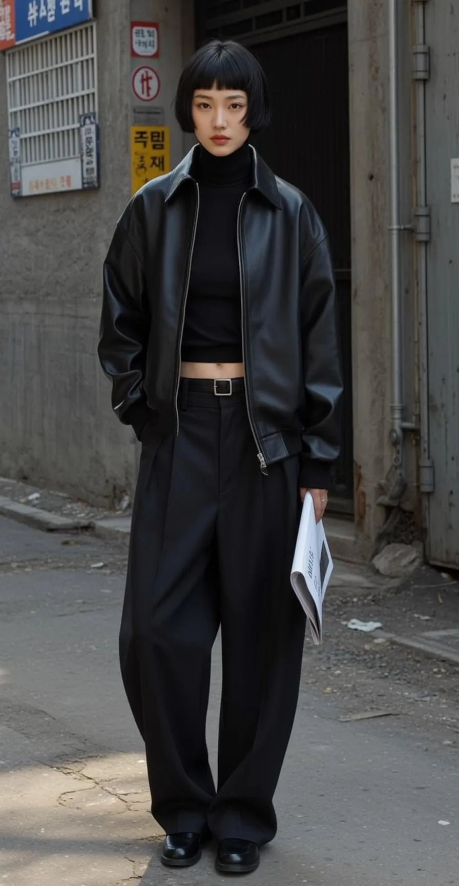 Casual Young Short Black Bob Bangs Pale