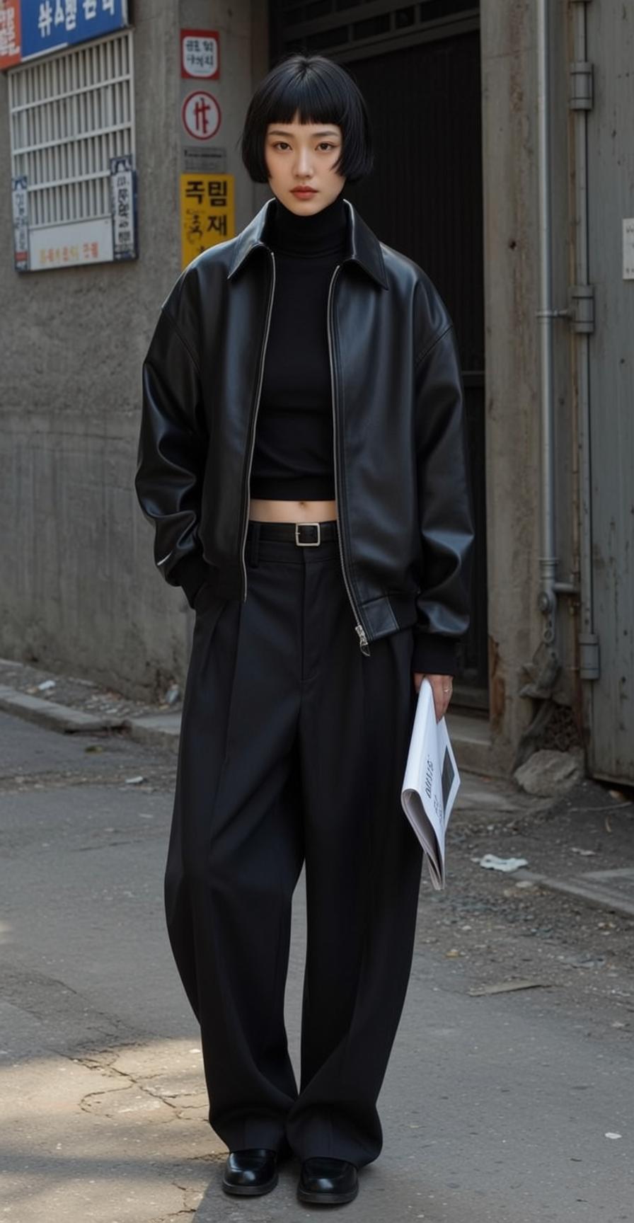 Casual Young Short Black Bob Bangs Pale