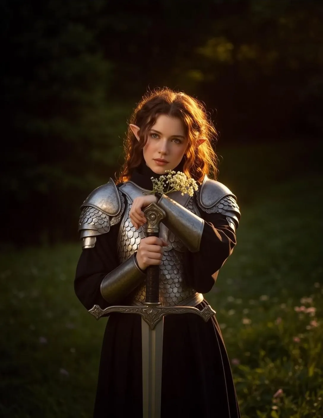 Silver Armor Forest Sword