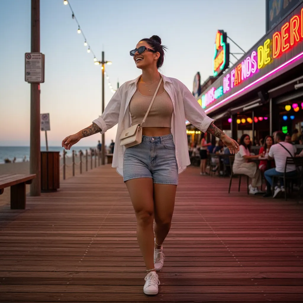 Sunglasses Necklace Rings And Anklets In Restaurant Portrait